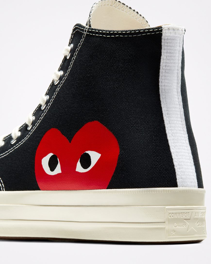 Tenis Converse x Comme des Garçons PLAY Chuck 70 Cano Alto Masculino Pretas Branco Vermelhas | PT B057813